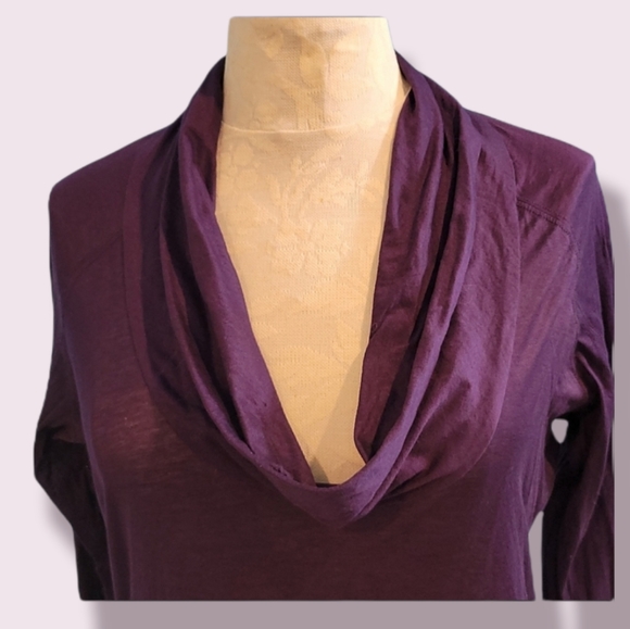 Gucci 2000s Eggplant Plum Cotton Cowl Neck Long Sleeve Sz Large - Picture 4 of 11